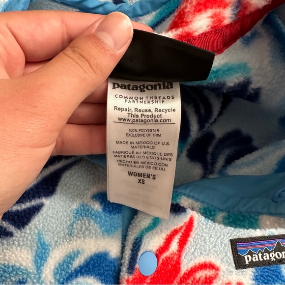 Patagonia Synchilla Snap T Fleece Pullover Blue Monoa Floral - Picture 6 of 6